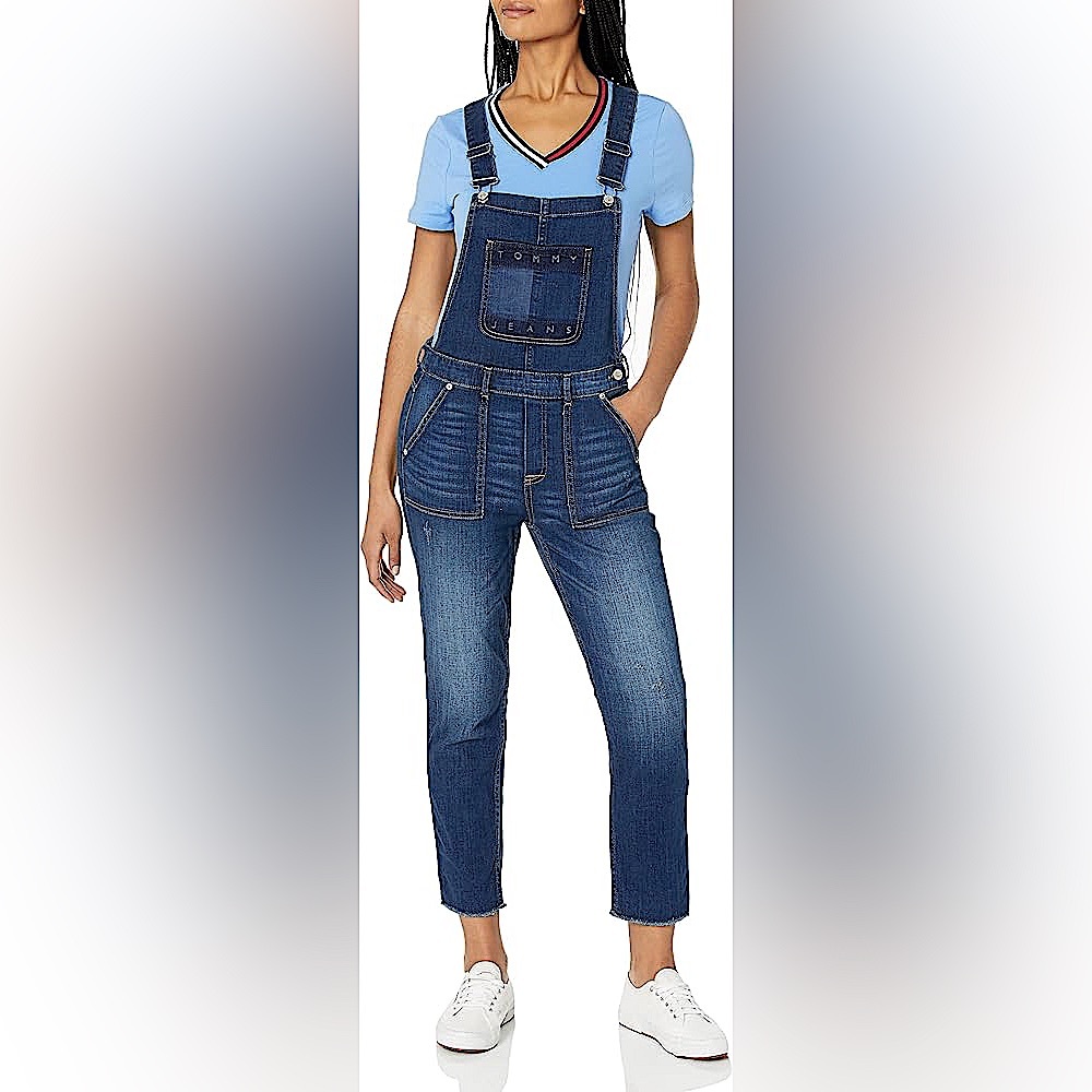 TOMMY JEANS Womens Blue Jean Stretch Pocketed side Buttoned Adjustab…